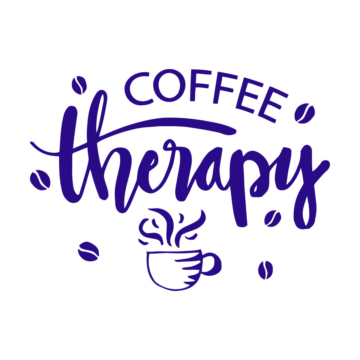Mural And Wall Vinyl Decal Coffee Therapy Beans Cups Cafe Kitchen Words Removable Without Leaving Glue