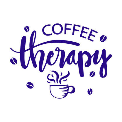 Mural And Wall Vinyl Decal Coffee Therapy Beans Cups Cafe Kitchen Words Removable Without Leaving Glue