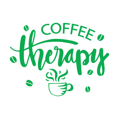 Mural And Wall Vinyl Decal Coffee Therapy Beans Cups Cafe Kitchen Words Removable Without Leaving Glue