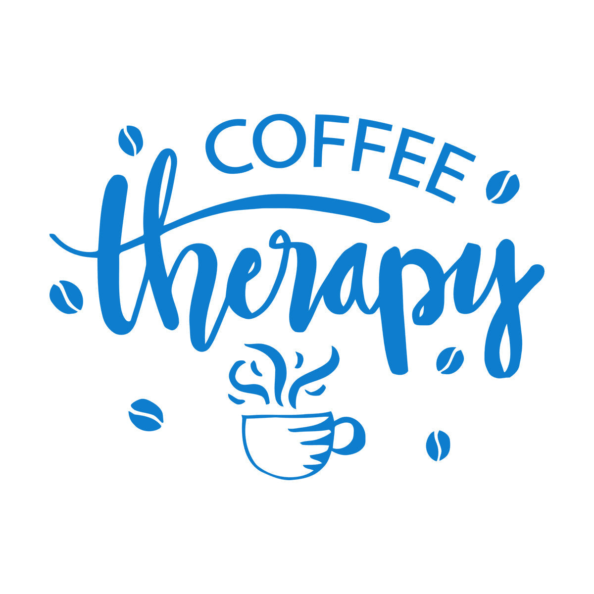 Mural And Wall Vinyl Decal Coffee Therapy Beans Cups Cafe Kitchen Words Removable Without Leaving Glue
