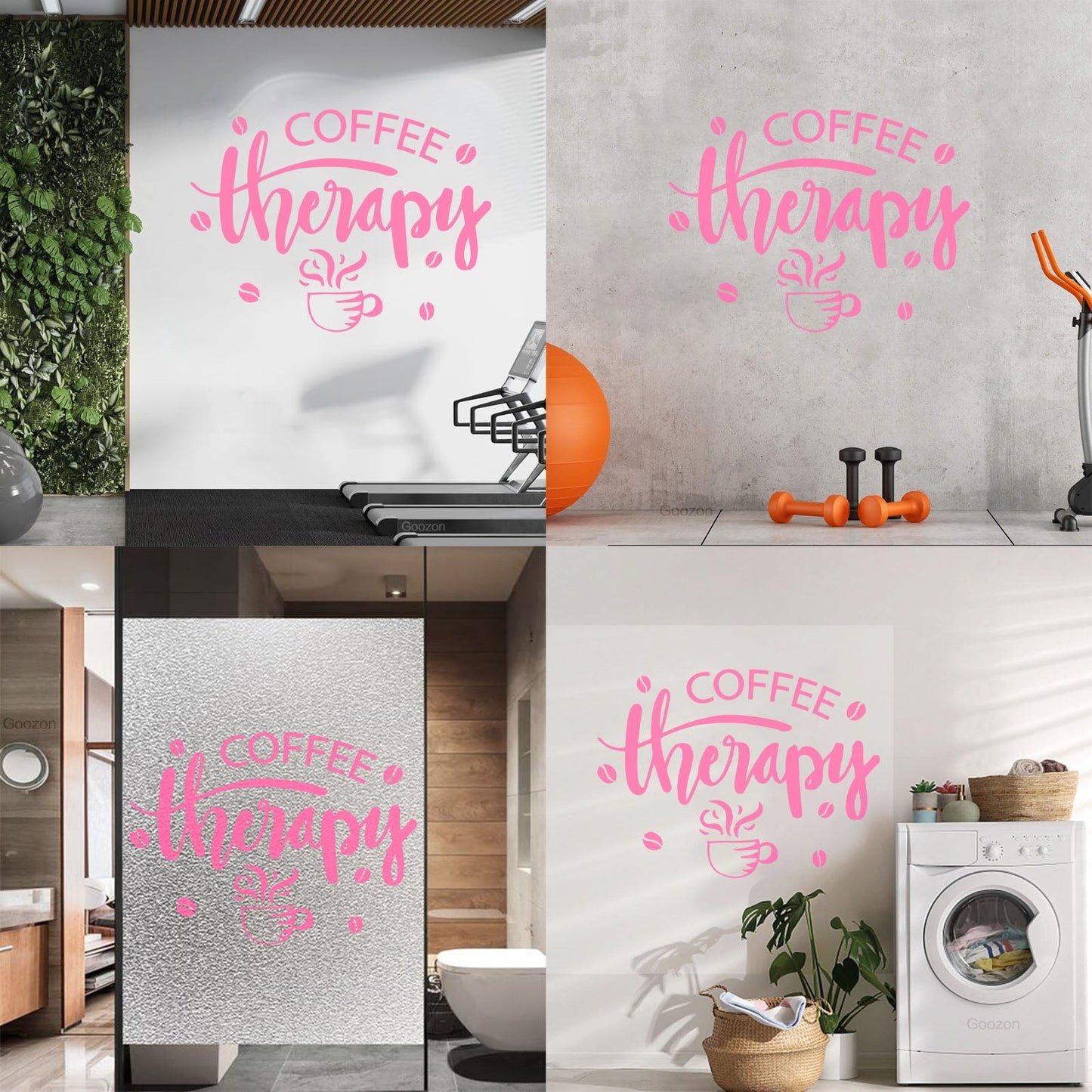 Mural And Wall Vinyl Decal Coffee Therapy Beans Cups Cafe Kitchen Words Removable Without Leaving Glue