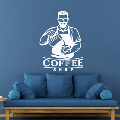 Coffee Time Cafe Logo Menu Barista Coffee House Wall Vinyl Sticker Decor Do Not Damage The Wall Surface