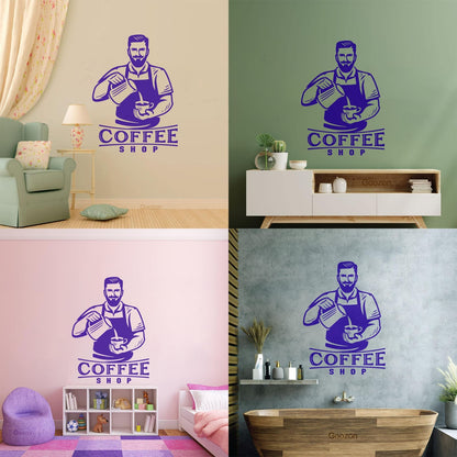 Coffee Time Cafe Logo Menu Barista Coffee House Wall Vinyl Sticker Decor Do Not Damage The Wall Surface