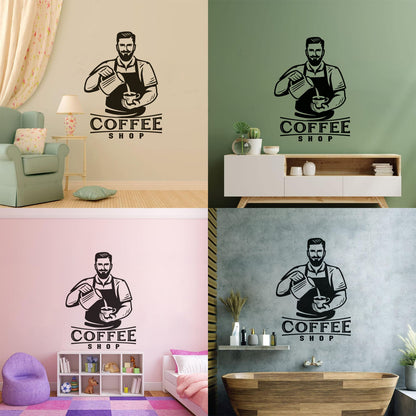 Coffee Time Cafe Logo Menu Barista Coffee House Wall Vinyl Sticker Decor Do Not Damage The Wall Surface