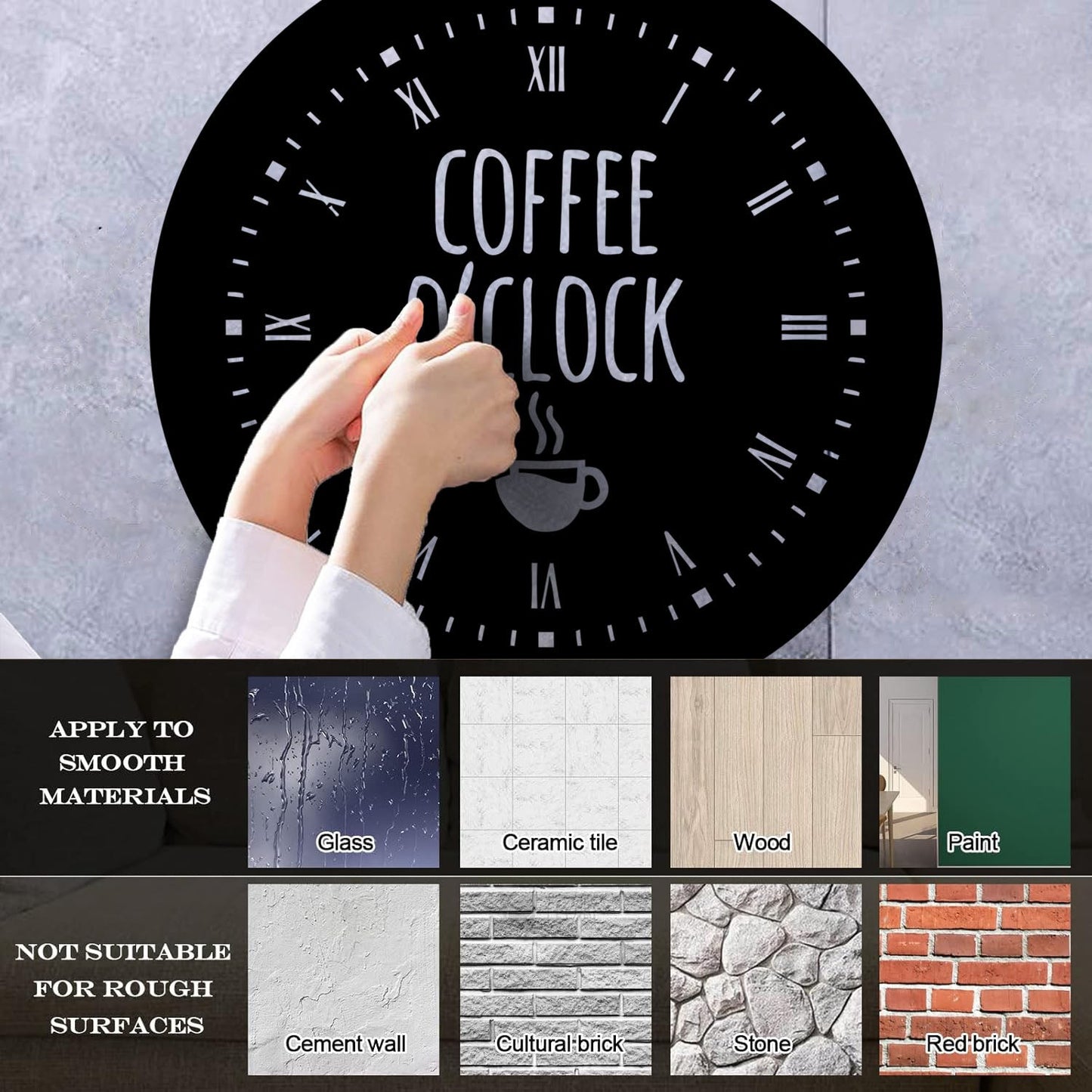 Fine Carving Stickers Coffee Time House Clock Good Morning Break Room Multi Color Selection