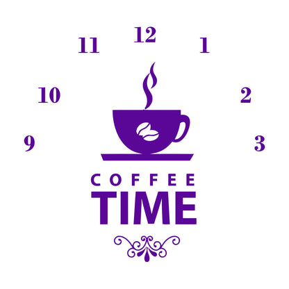 Wall Stickers Coffee Time Clock Shop Coffee Lover Equipped With Transfer Film Kit