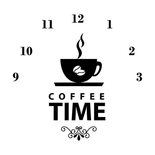 Wall Stickers Coffee Time Clock Shop Coffee Lover Equipped With Transfer Film Kit