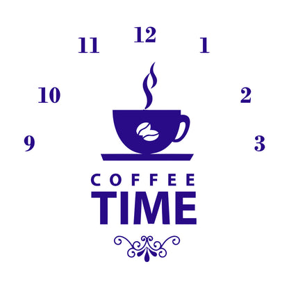 Wall Stickers Coffee Time Clock Shop Coffee Lover Equipped With Transfer Film Kit