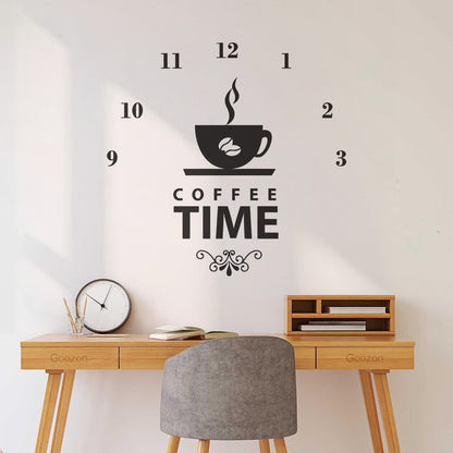 Wall Stickers Coffee Time Clock Shop Coffee Lover Equipped With Transfer Film Kit