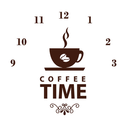 Wall Stickers Coffee Time Clock Shop Coffee Lover Equipped With Transfer Film Kit