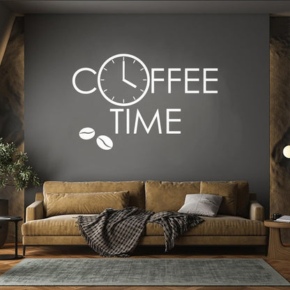 Fine Carving Decals Coffee Time Coffee Beans House Cafe Logo Clock Easy Installation