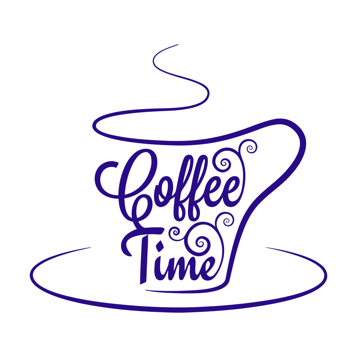 Engraving Stickers Coffee Time Lettering Cafeteria Tea Cup Multiple Size Options