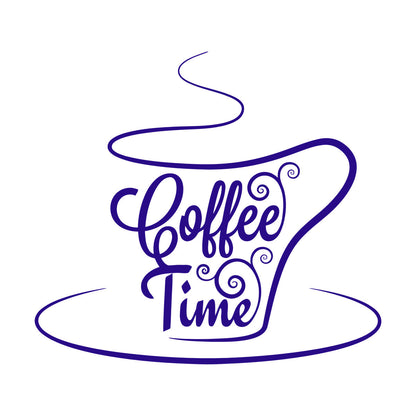 Engraving Stickers Coffee Time Lettering Cafeteria Tea Cup Multiple Size Options