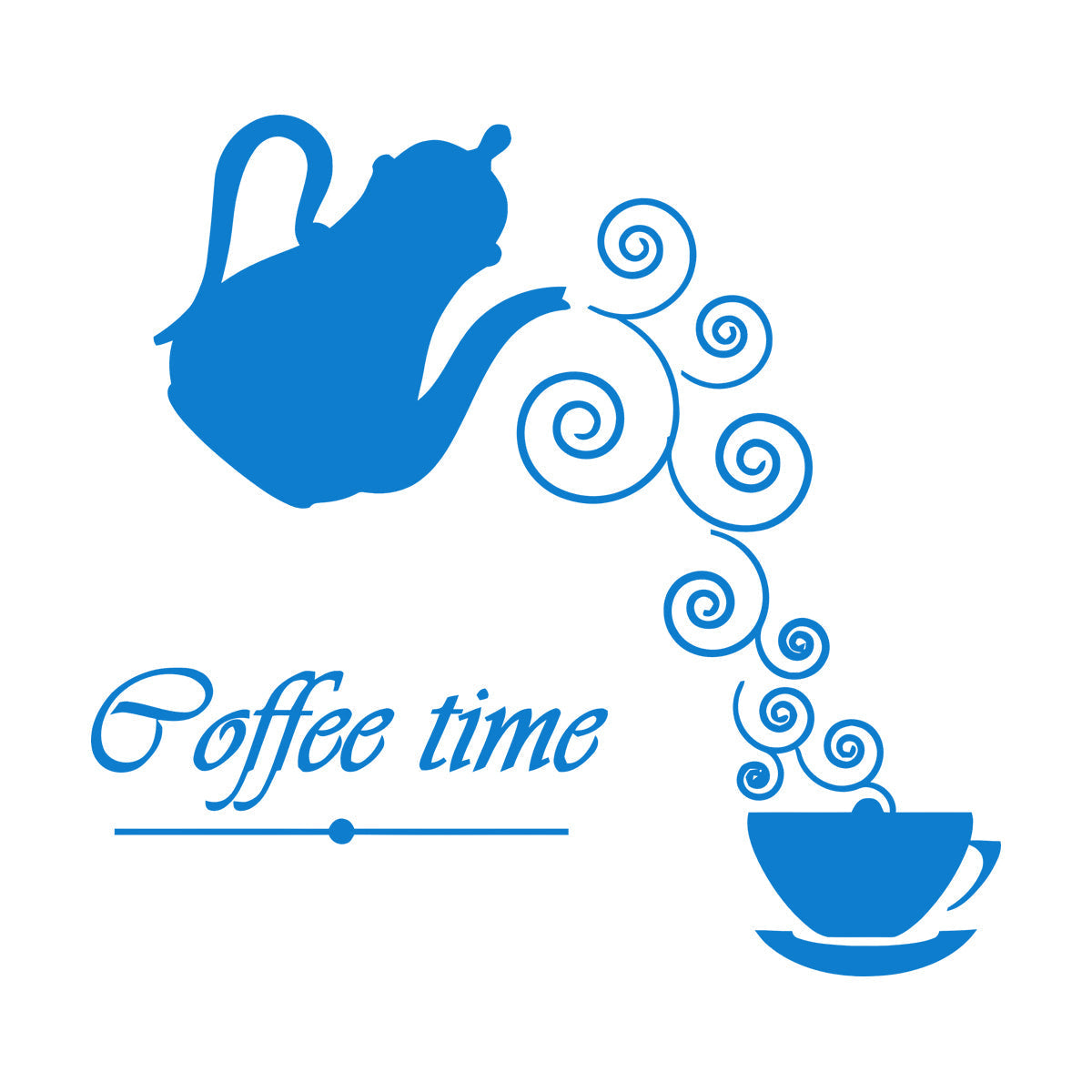 Coffee Time Logo Kettle Cup Hot Drink Lettering Decals Waterproof
