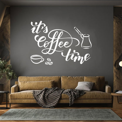 Lettering Stickers Coffee Time Words Cup Coffee Bean Cafe Break Room Personalized Customization