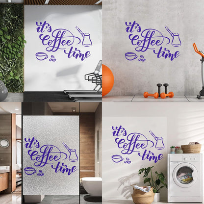 Lettering Stickers Coffee Time Words Cup Coffee Bean Cafe Break Room Personalized Customization