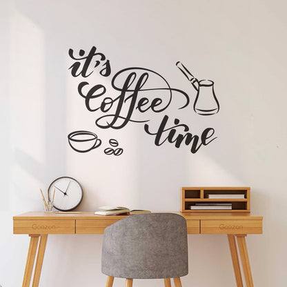 Lettering Stickers Coffee Time Words Cup Coffee Bean Cafe Break Room Personalized Customization