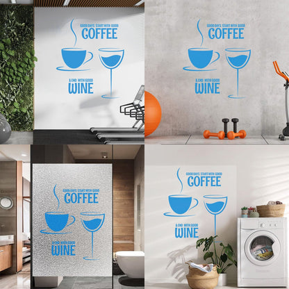 Wall Decals Coffee Wine Quote Restaurant Kitchen Dining Room Wall Beautification
