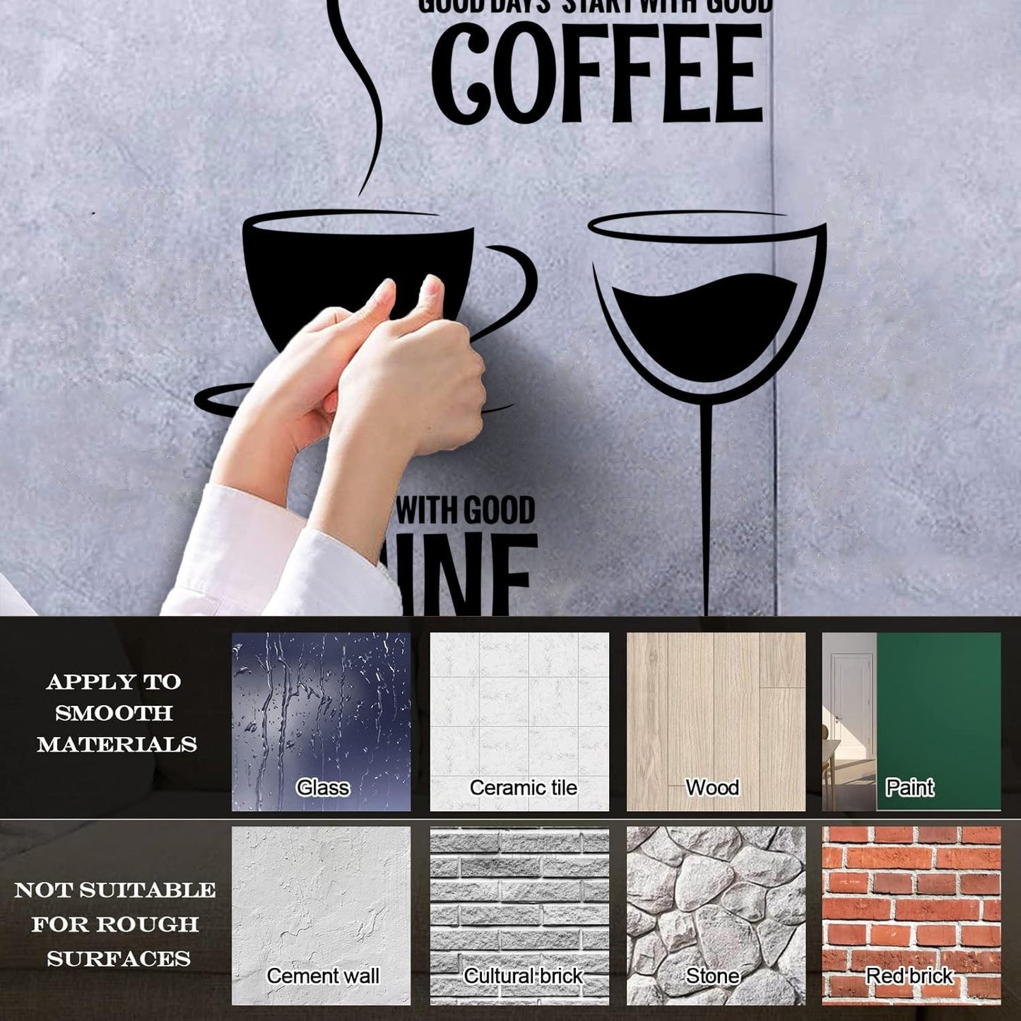 Wall Decals Coffee Wine Quote Restaurant Kitchen Dining Room Wall Beautification