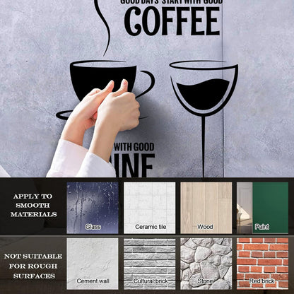 Wall Decals Coffee Wine Quote Restaurant Kitchen Dining Room Wall Beautification