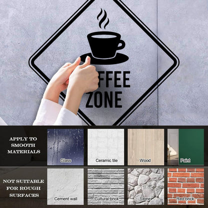 Vinyl Wall Decals Coffee Zone Cage Phrase Cafeteria Cup Car Body Decoration