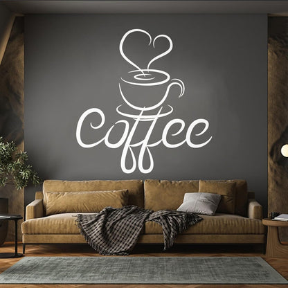 Engraving Decals Cup Coffee Drawing Heart Coffee House Cafe Window Decals