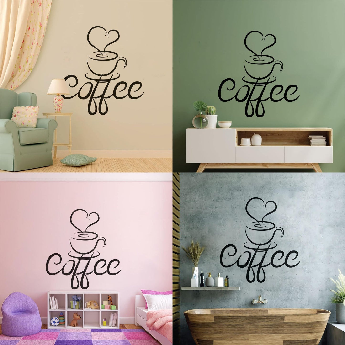 Engraving Decals Cup Coffee Drawing Heart Coffee House Cafe Window Decals