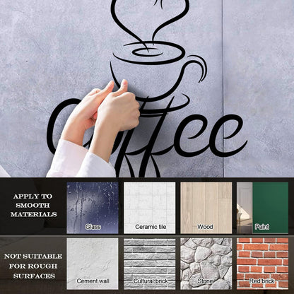 Engraving Decals Cup Coffee Drawing Heart Coffee House Cafe Window Decals