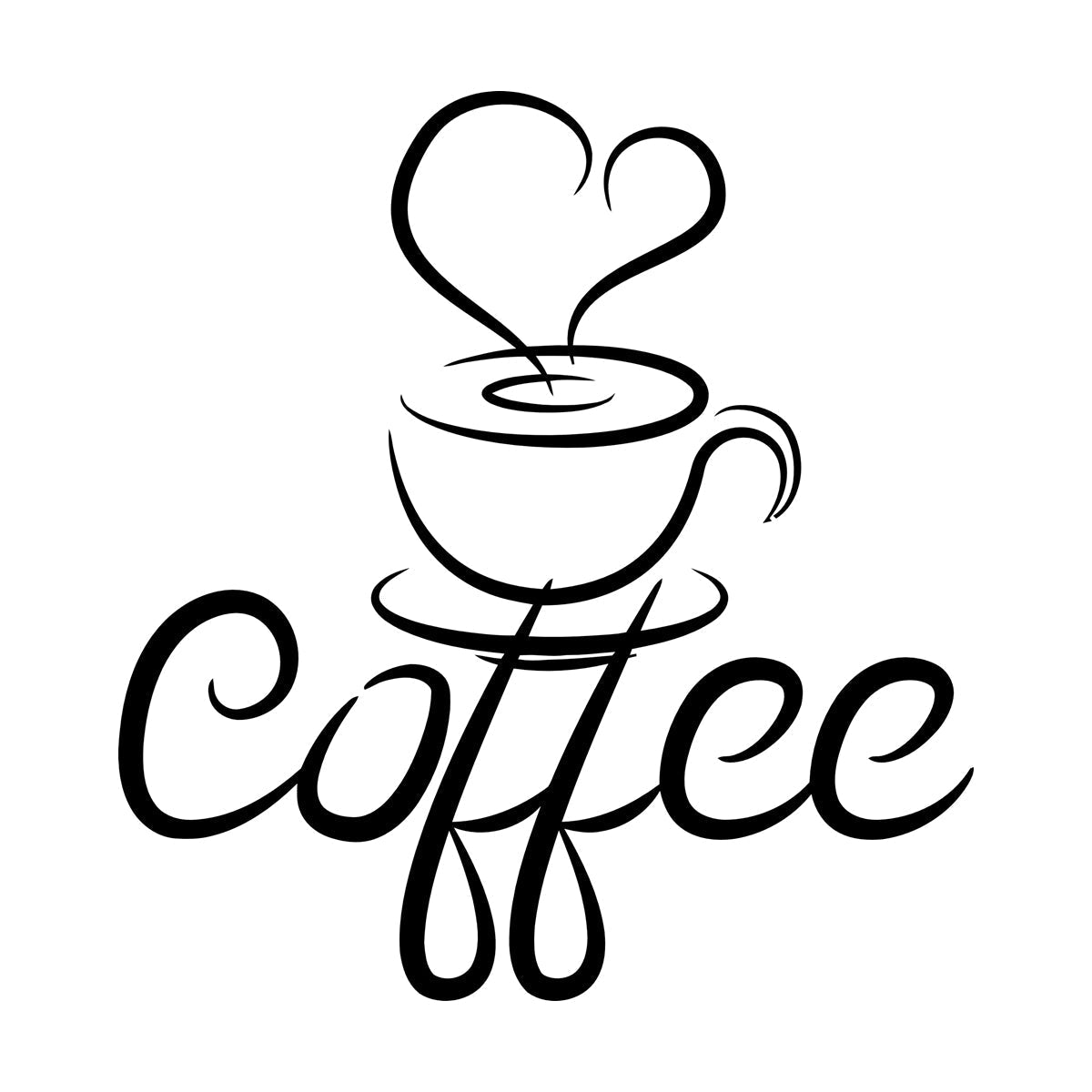 Engraving Decals Cup Coffee Drawing Heart Coffee House Cafe Window Decals