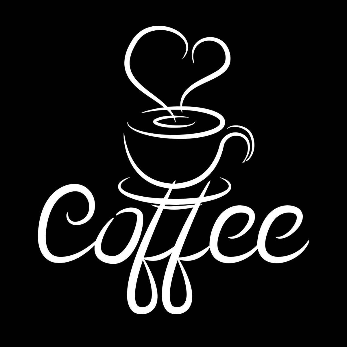 Engraving Decals Cup Coffee Drawing Heart Coffee House Cafe Window Decals