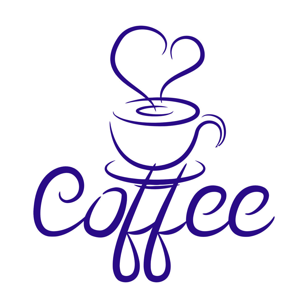 Engraving Decals Cup Coffee Drawing Heart Coffee House Cafe Window Decals