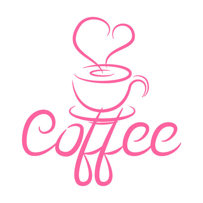 Engraving Decals Cup Coffee Drawing Heart Coffee House Cafe Window Decals