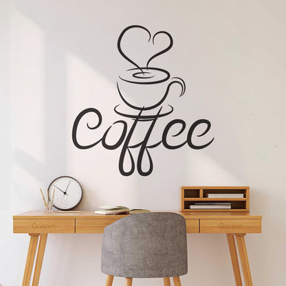 Engraving Decals Cup Coffee Drawing Heart Coffee House Cafe Window Decals