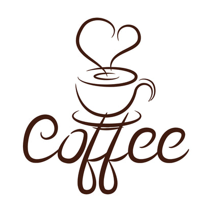 Engraving Decals Cup Coffee Drawing Heart Coffee House Cafe Window Decals