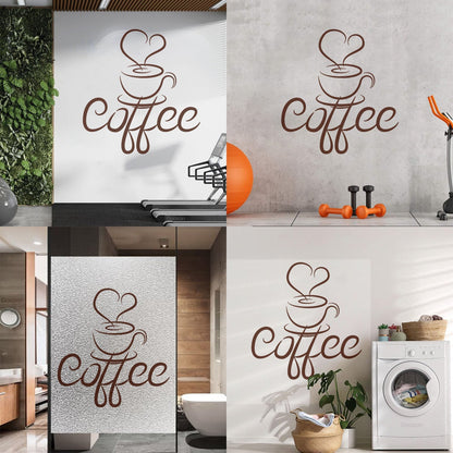 Engraving Decals Cup Coffee Drawing Heart Coffee House Cafe Window Decals