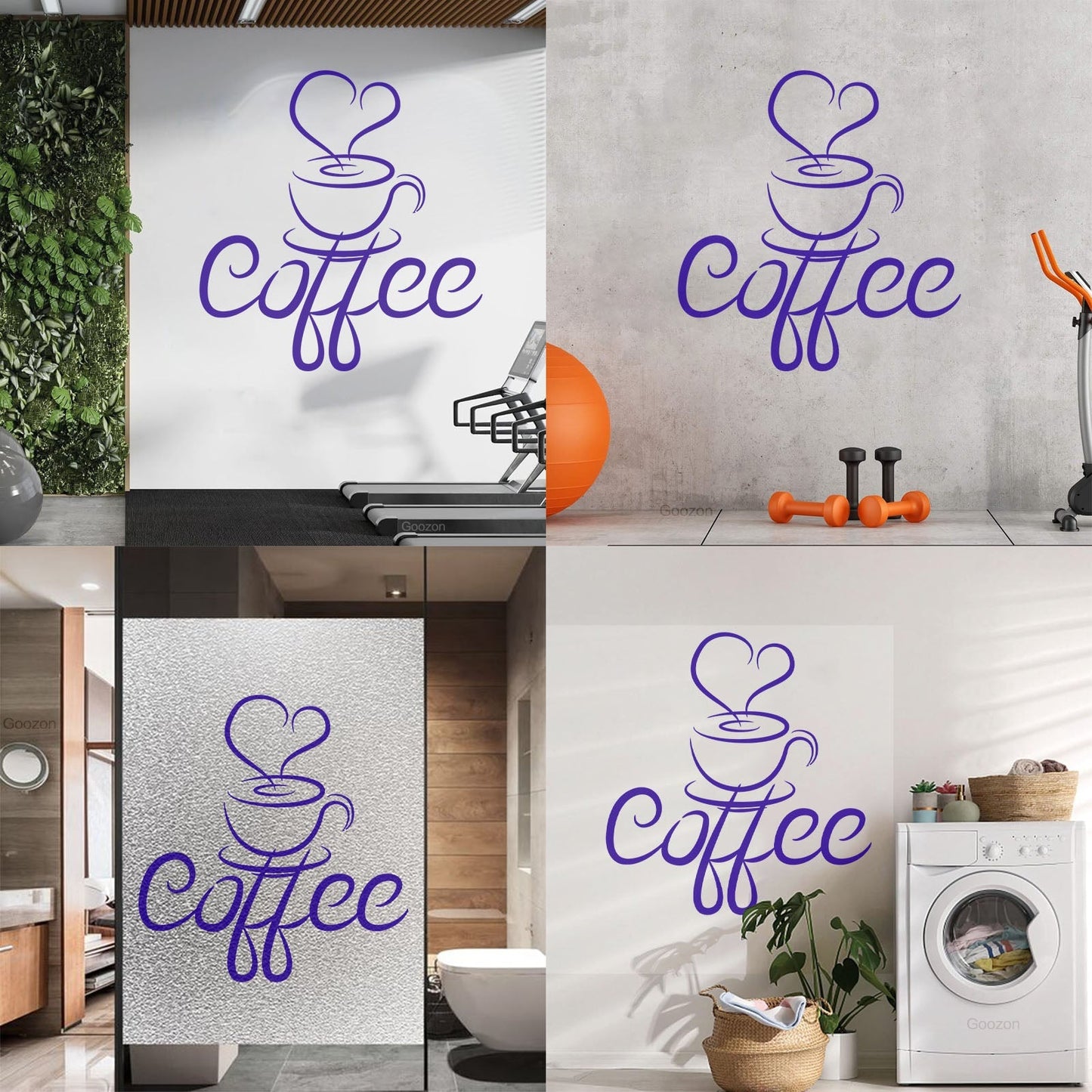 Engraving Decals Cup Coffee Drawing Heart Coffee House Cafe Window Decals