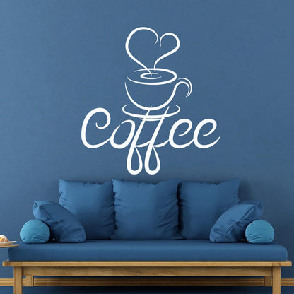 Engraving Decals Cup Coffee Drawing Heart Coffee House Cafe Window Decals