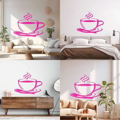 Mural And Wall Vinyl Decal Cup Coffee House Original Taste Cafe Kitchen Glass Stickers
