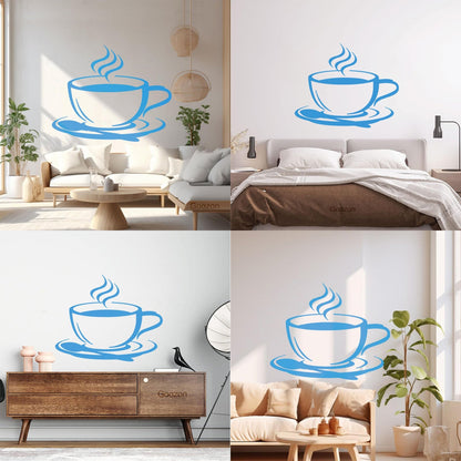 Mural And Wall Vinyl Decal Cup Coffee House Original Taste Cafe Kitchen Glass Stickers