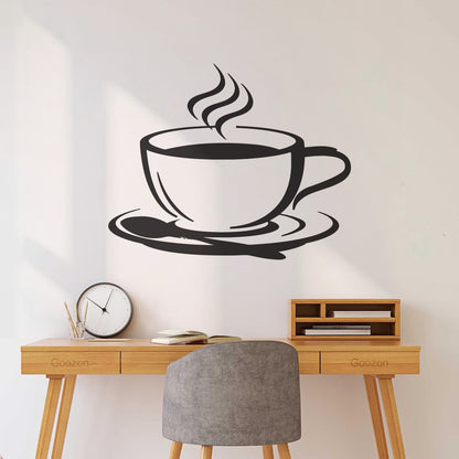 Mural And Wall Vinyl Decal Cup Coffee House Original Taste Cafe Kitchen Glass Stickers