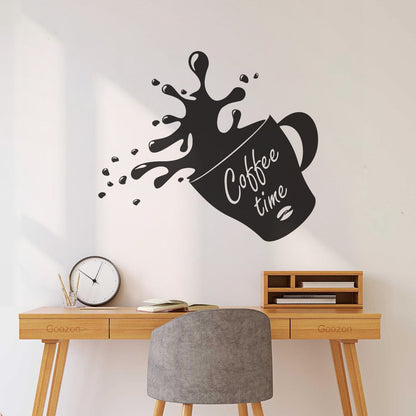 Wall Stickers Paster Paper Cup Of Coffee House Bean Coffee Time Shop Store Decoration