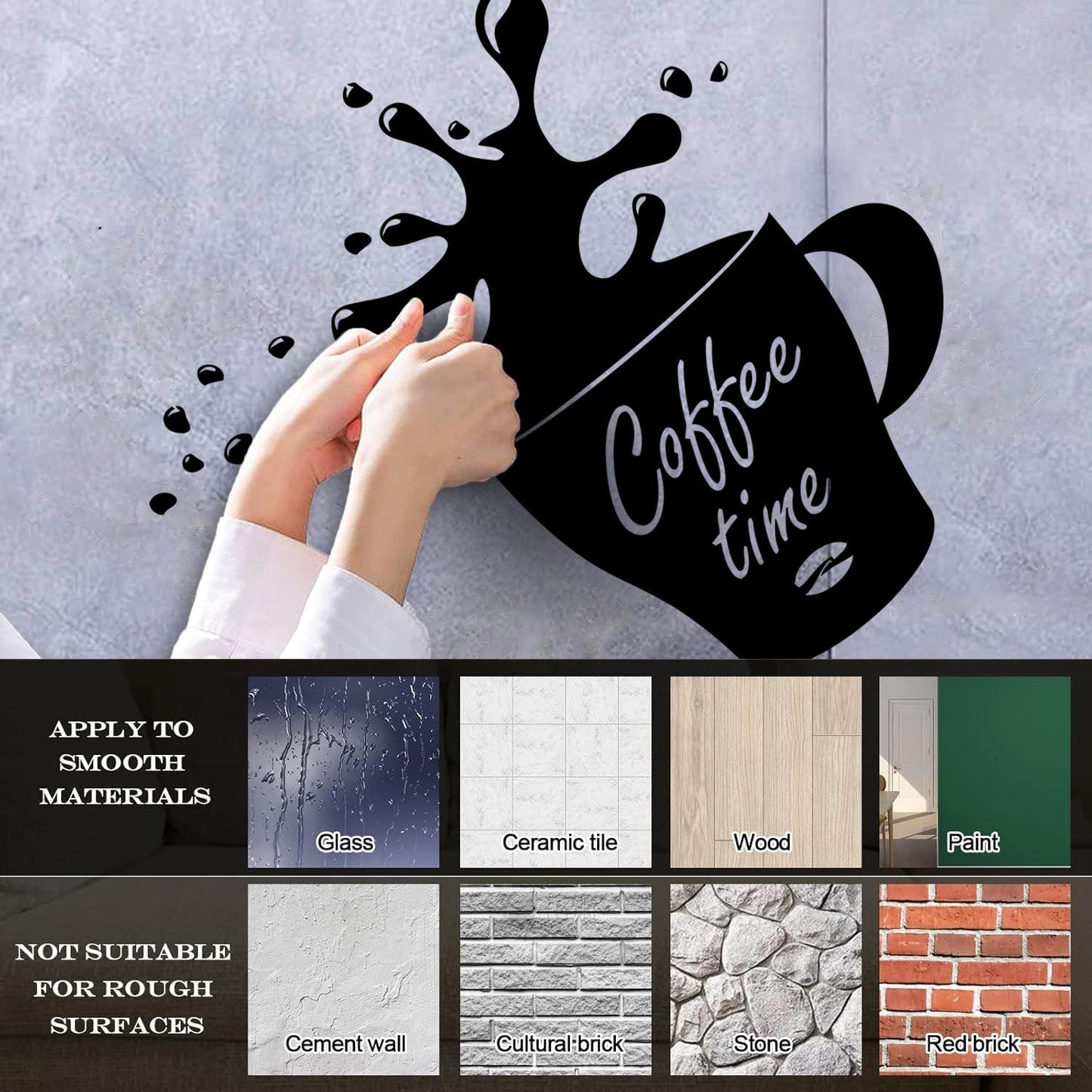 Wall Stickers Paster Paper Cup Of Coffee House Bean Coffee Time Shop Store Decoration