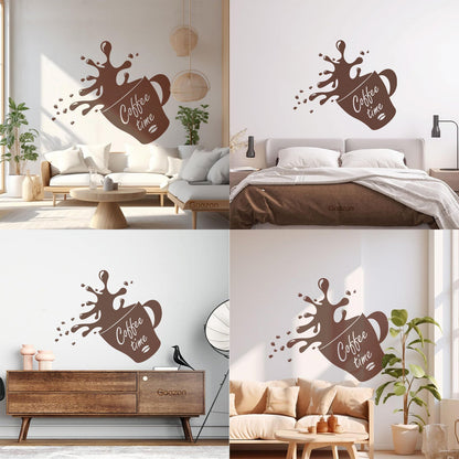 Wall Stickers Paster Paper Cup Of Coffee House Bean Coffee Time Shop Store Decoration