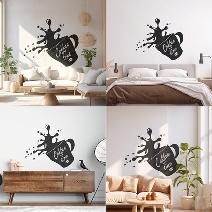 Wall Stickers Paster Paper Cup Of Coffee House Bean Coffee Time Shop Store Decoration