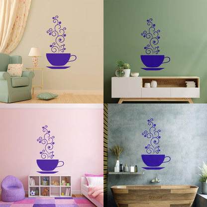 Wall Vinyl Sticker Decor Cup Of Coffee Bean Tattoo Culture