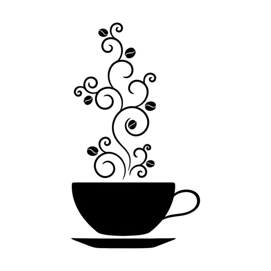 Wall Vinyl Sticker Decor Cup Of Coffee Bean Tattoo Culture