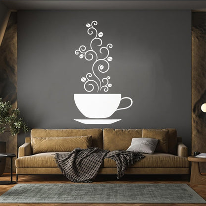Wall Vinyl Sticker Decor Cup Of Coffee Bean Tattoo Culture