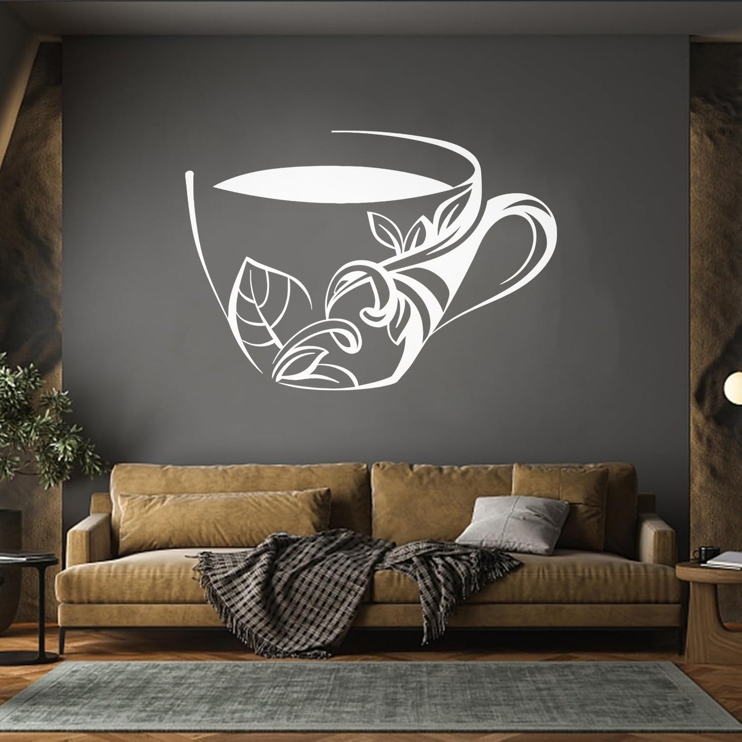 Cup Of Coffee Tea Dishes Fine Carving Stickers Removable Without Leaving Glue