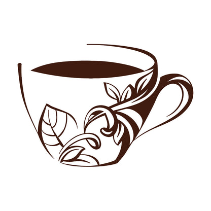 Cup Of Coffee Tea Dishes Fine Carving Stickers Removable Without Leaving Glue