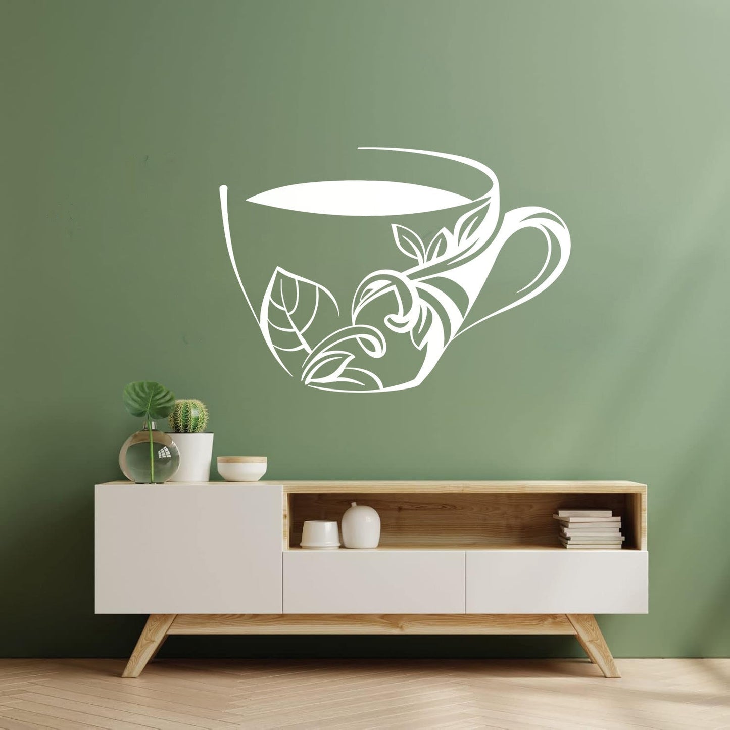 Cup Of Coffee Tea Dishes Fine Carving Stickers Removable Without Leaving Glue